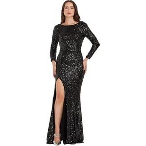 New Dress The Population Janette Gown Women's Size S Black Sequin Mermaid Dress